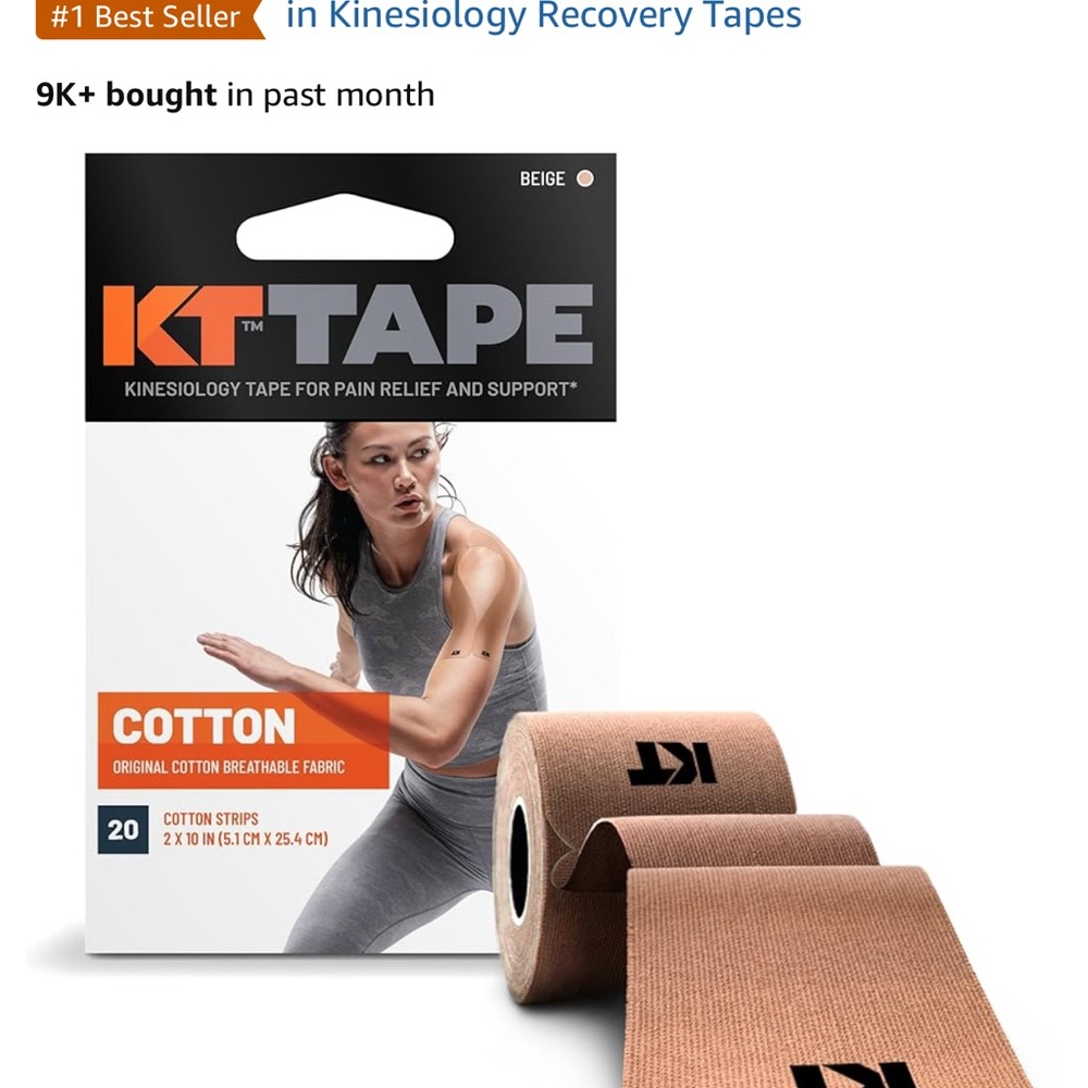 KT Tape, Original Cotton, Elastic Kinesiology Athletic Tape, 20 Count